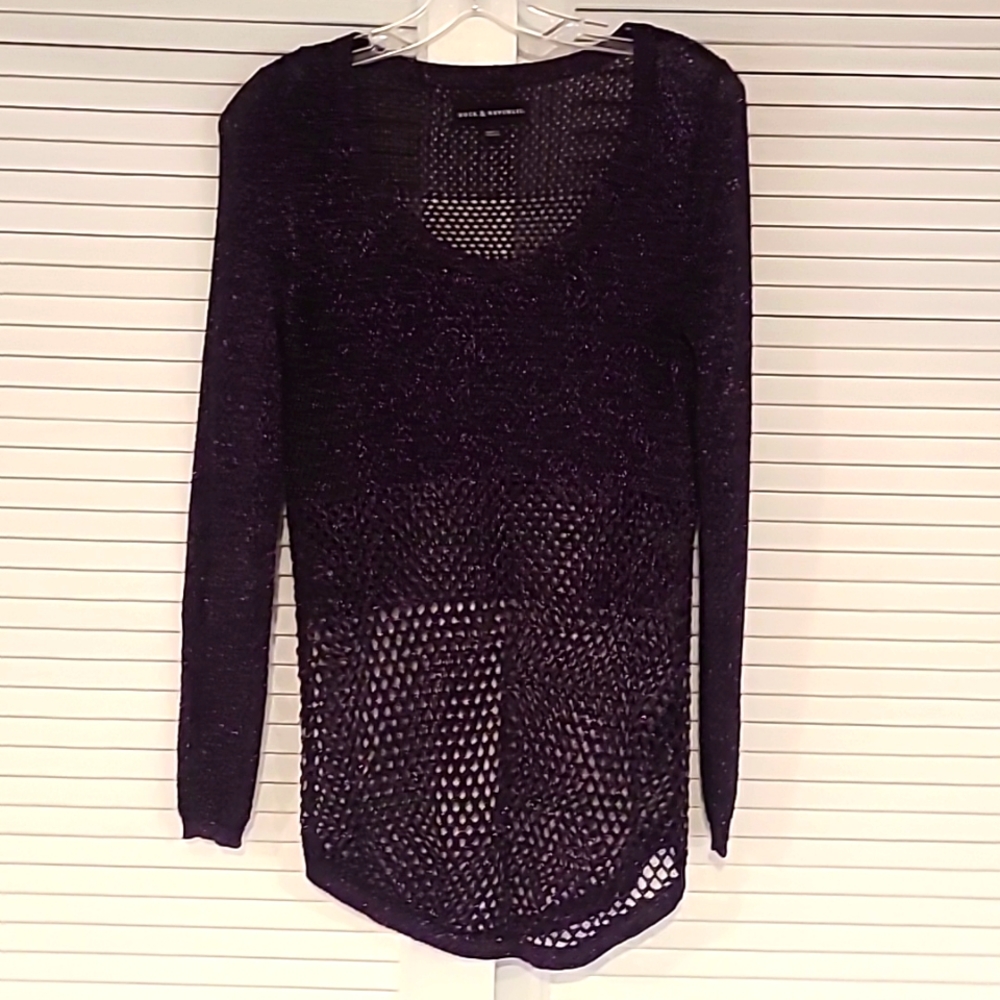 Rock & Republic Sexy Scoop Nk Open Knit Sweater  Sz S. Purple Metallic